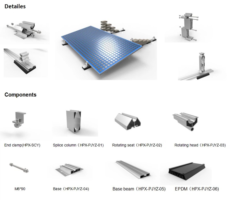 Aluminum adjustable solar ballast mounting kits Aluminum adjustable solar ballast mounting kits